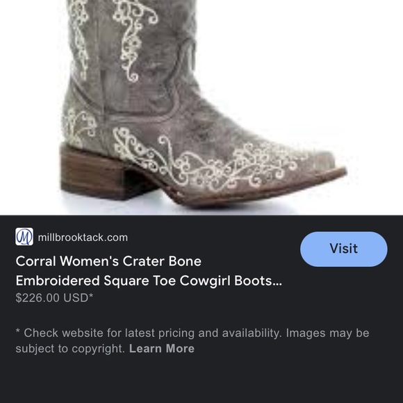 Corral Women's Crater w/ Bone Embroidered Snip Toe Western Boot A1094 - Picture 4 of 5